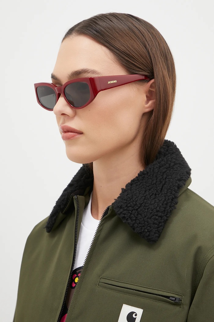 Jacquemus okulary przeciwsłoneczne GALA gładka bordowy JAC5C3SUN