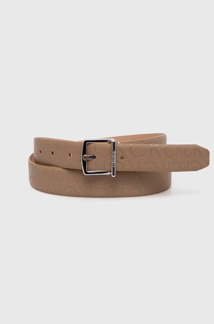 Opasok Calvin Klein usňová koža béžová K60K612217