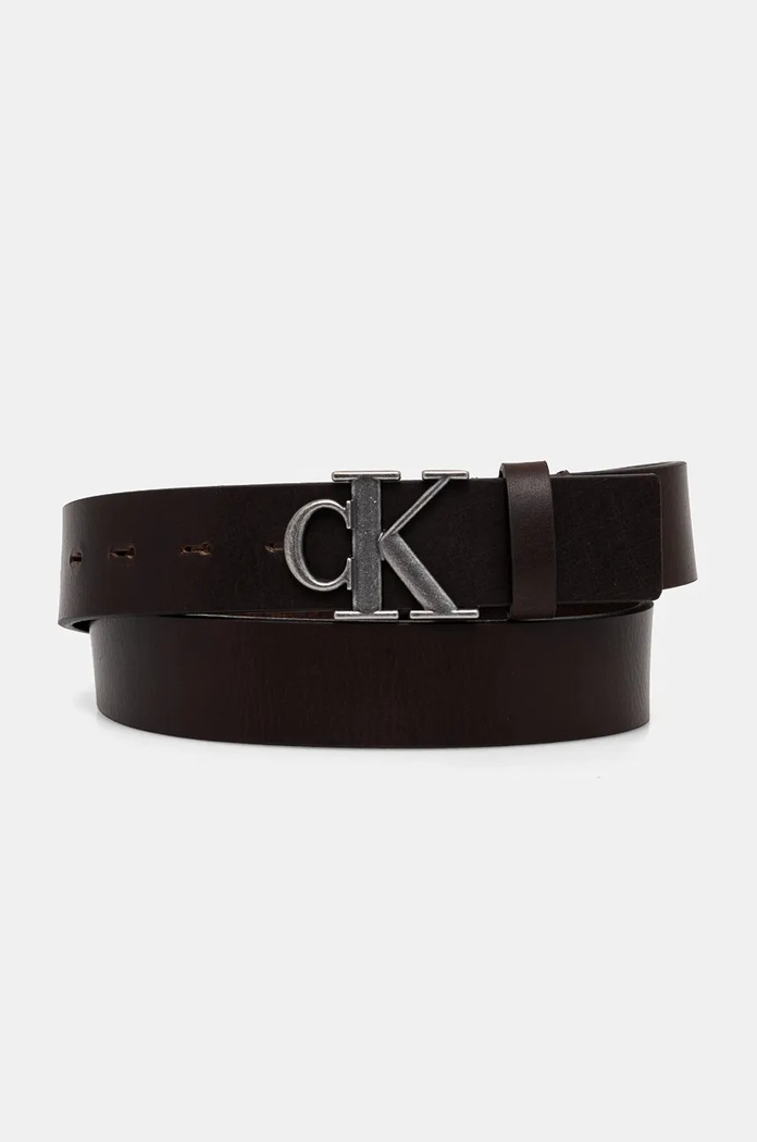 Δερμάτινη ζώνη Calvin Klein Jeans καφέ K50K512068