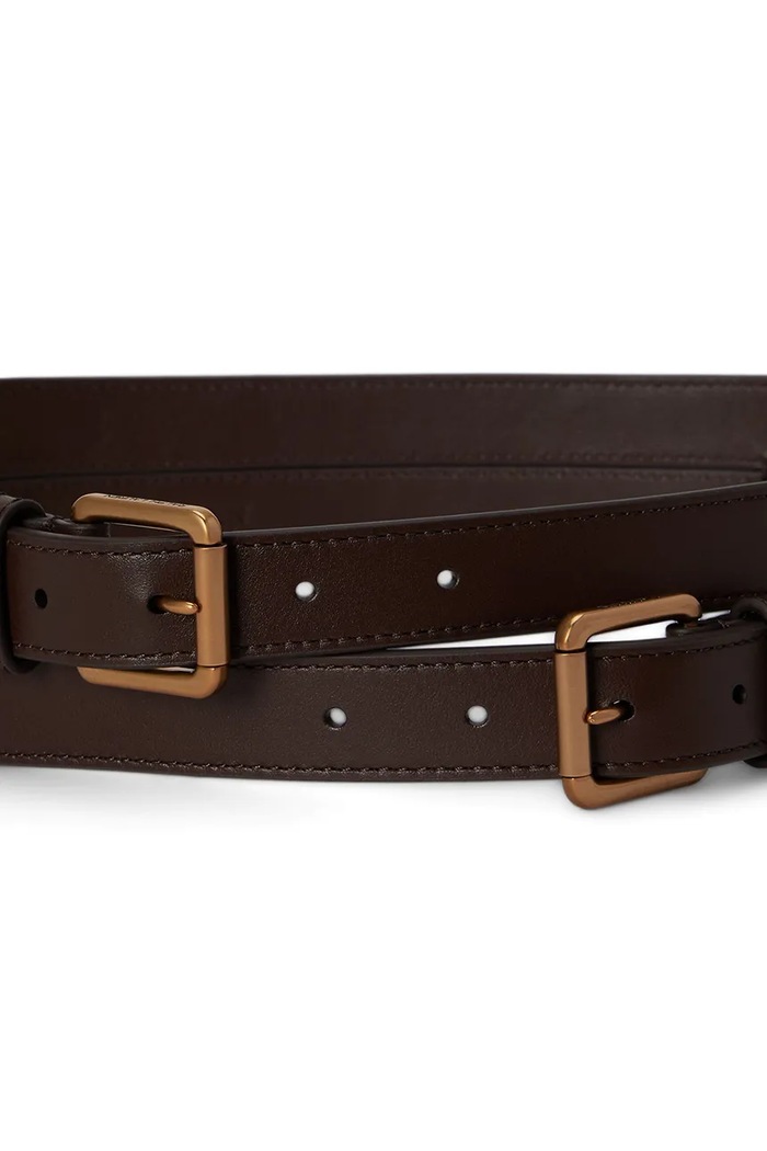 Lauren Ralph Lauren pasek do sukienki damski skórzany 412936524 brązowy SS26
