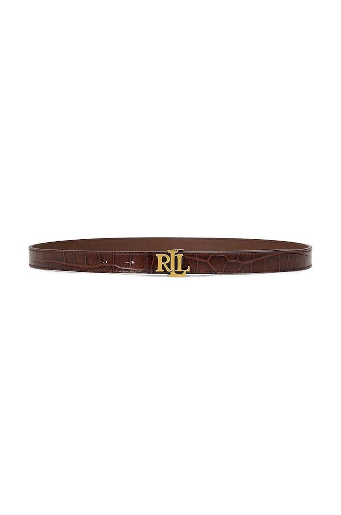 Kožený pásek Lauren Ralph Lauren hnědá 412951445