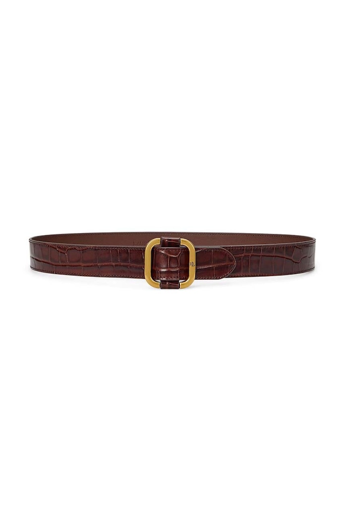 Δερμάτινη ζώνη Lauren Ralph Lauren καφέ 412951452