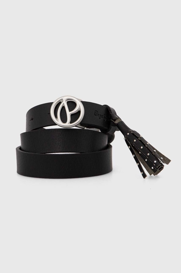 Кожен колан Pepe Jeans ATHENAS BELT Planet friendly черен PL020851