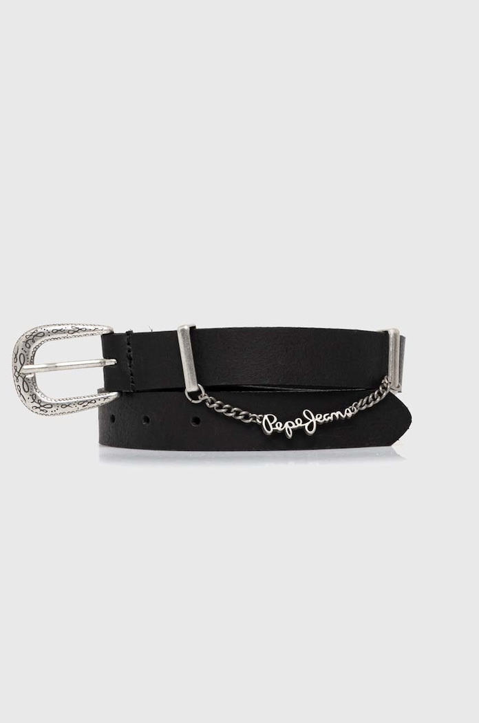 Pepe Jeans cintura in pelle LEIGHTON BELT Planet friendly nero PL020853