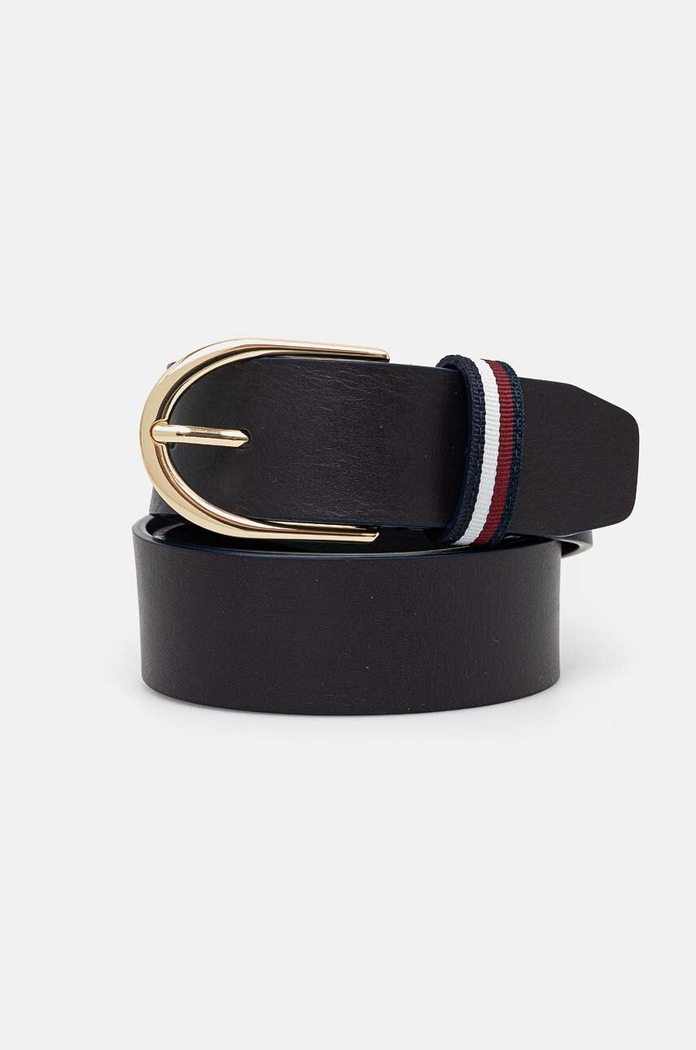 Kožený pásek Tommy Hilfiger námořnická modř AW0AW16596