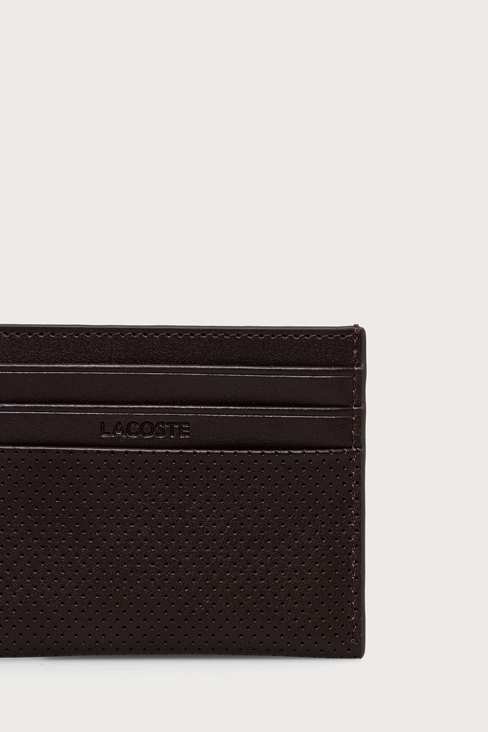Zestaw etui na karty i pasek męski skórzany Lacoste brązowy RC4092