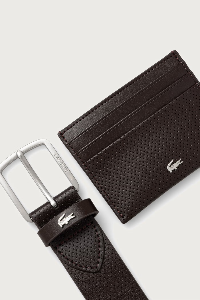 Lacoste Zestaw etui na karty i pasek męski skórzany RC4092
