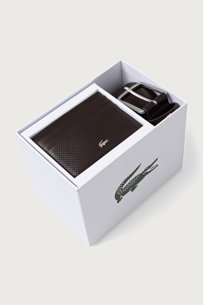 Lacoste Zestaw etui na karty i pasek męski skórzany RC4092