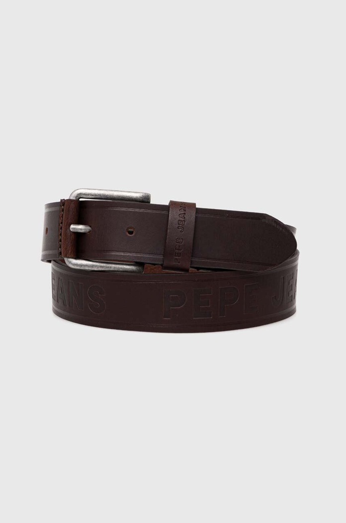 Δερμάτινη ζώνη Pepe Jeans DAYTON BELT Planet friendly καφέ PM021027