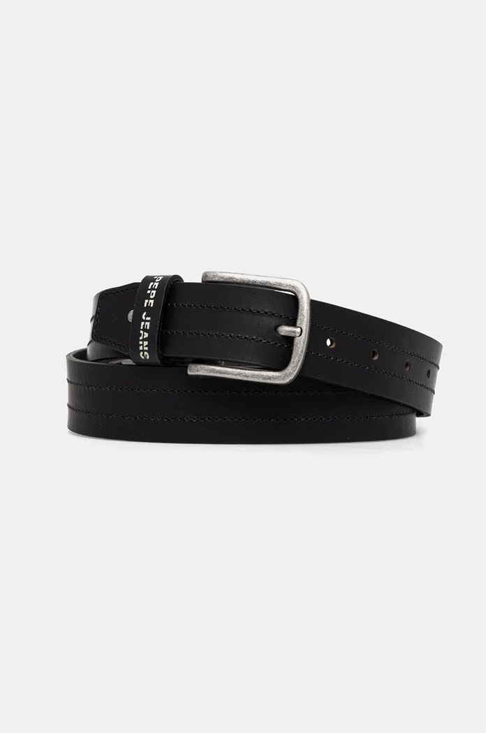 Kožený opasok Pepe Jeans ELMER BELT Planet friendly čierna PM021029