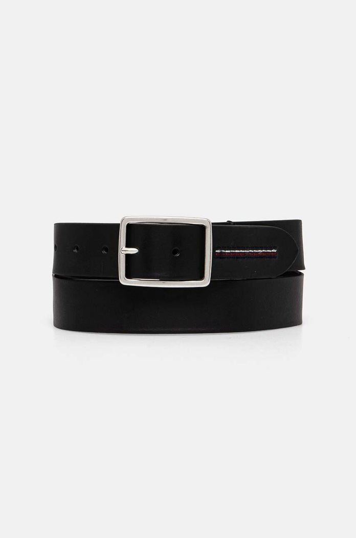 Tommy Hilfiger pasek skórzany Planet friendly czarny AM0AM12825
