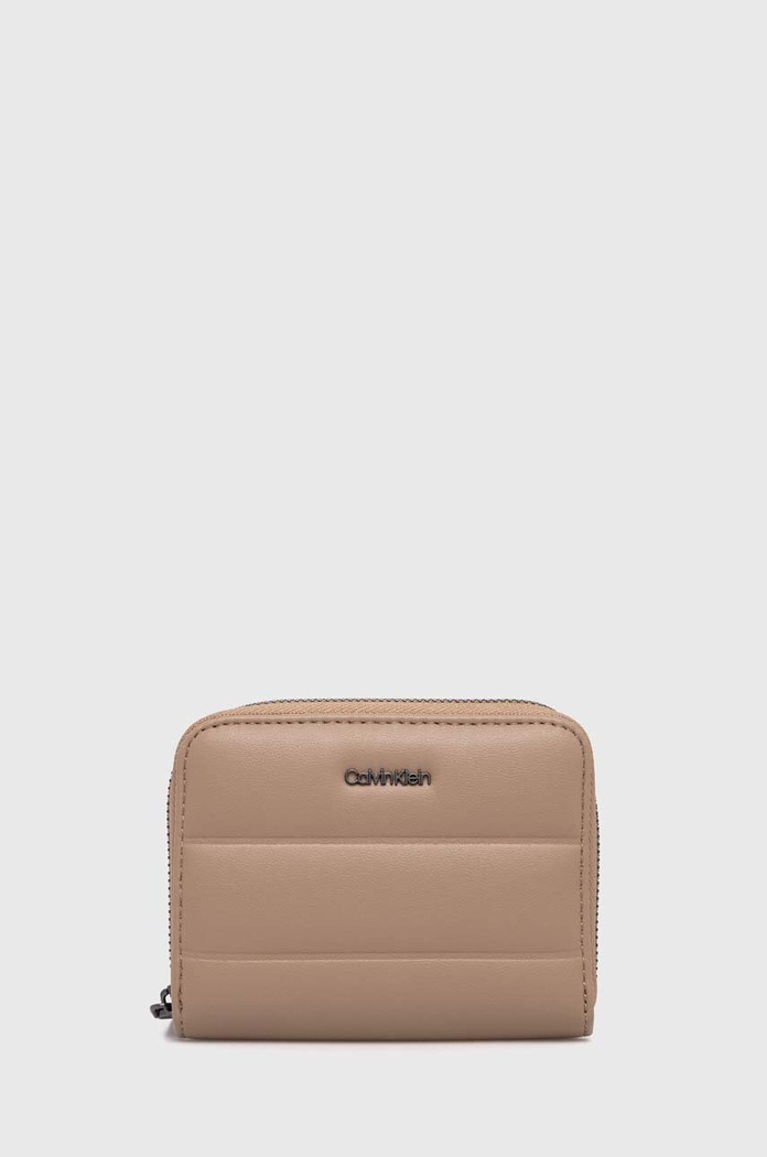 Novčanik Calvin Klein imitacija zrnate kože bež K60K612201