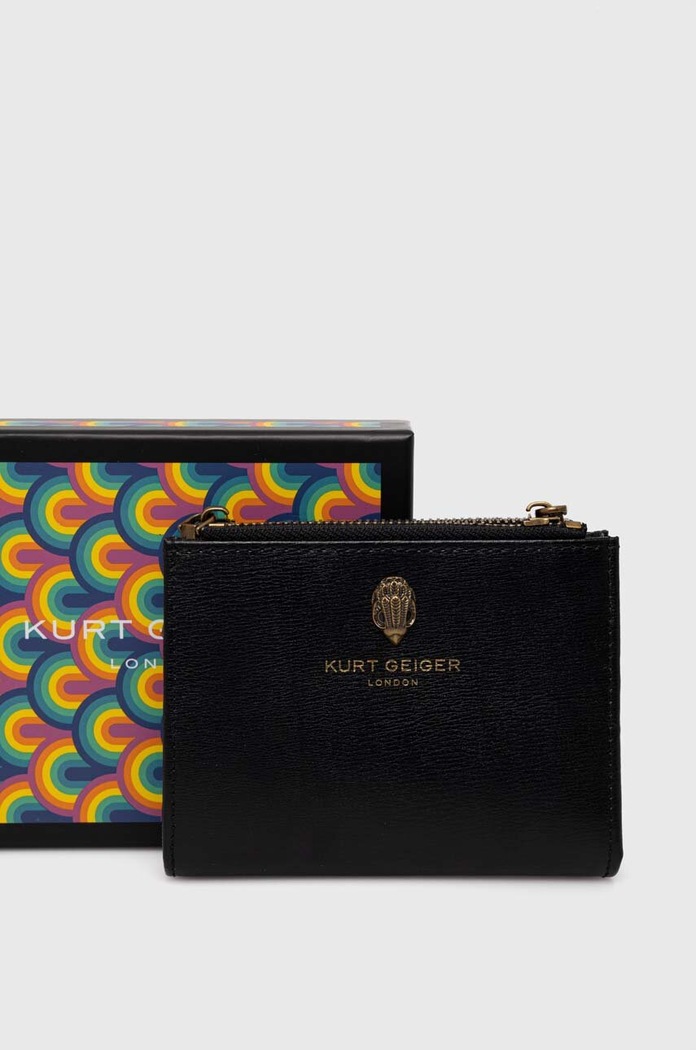 Kurt Geiger London portfel skórzany MINI PURSE SHOREDITCH czarny 9342000109