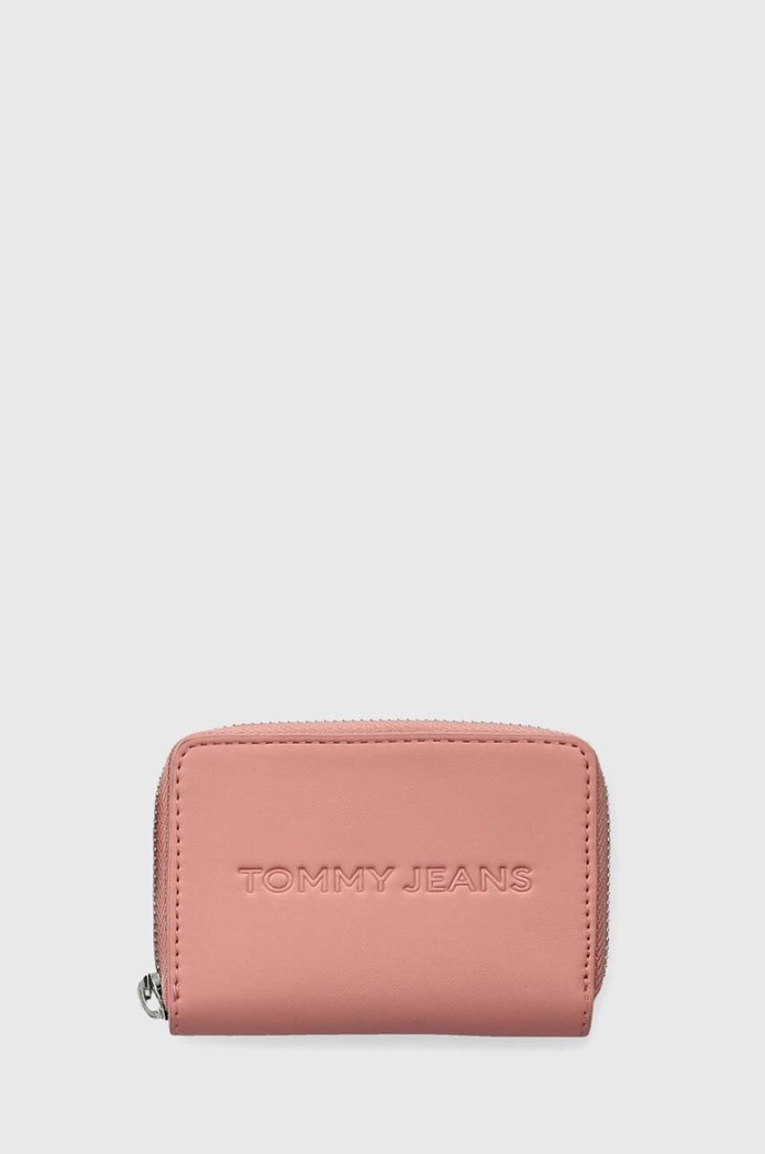Peněženka Tommy Jeans imitace kůže růžová AW0AW16387