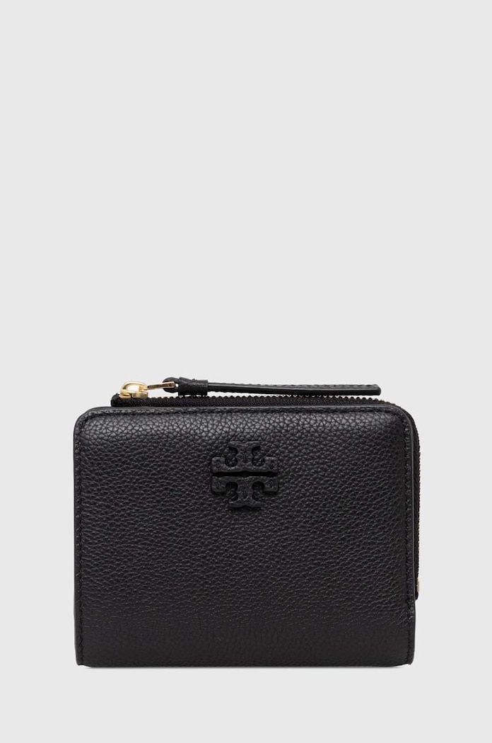 Kožená peněženka Tory Burch McGraw Bi-Fold přírodní kůže černá 158904.001