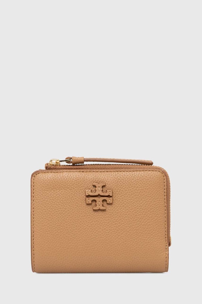 Kožená peněženka Tory Burch McGraw Bi-Fold přírodní kůže hnědá 158904.227