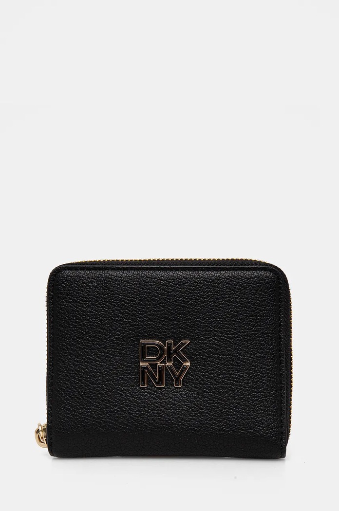 Dkny portfel skórzany skóra licowa czarny R43ZKF83
