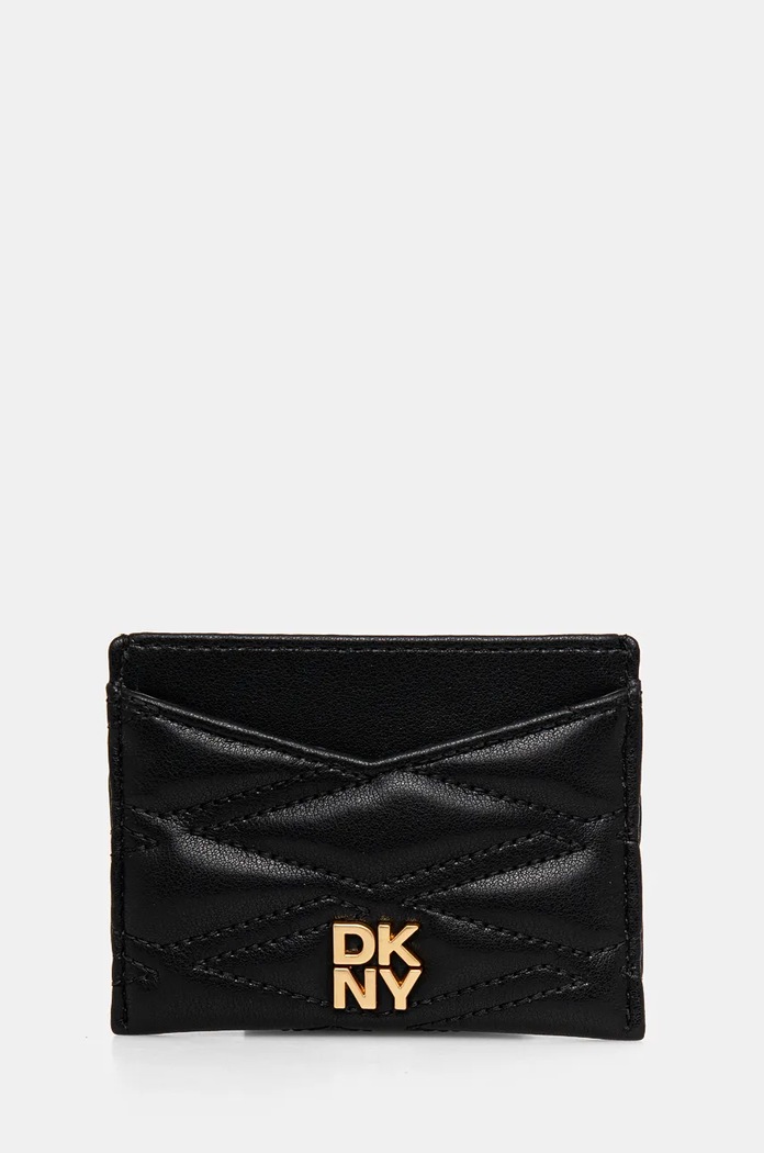 Кожен калъф за карти Dkny гладка кожа черен R43ZKG77