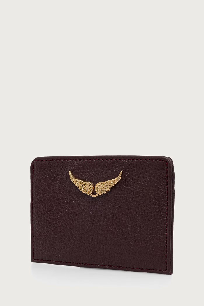 Zadig&Voltaire Etui na karty damskie skórzane LWSG00001 bordowy AA00