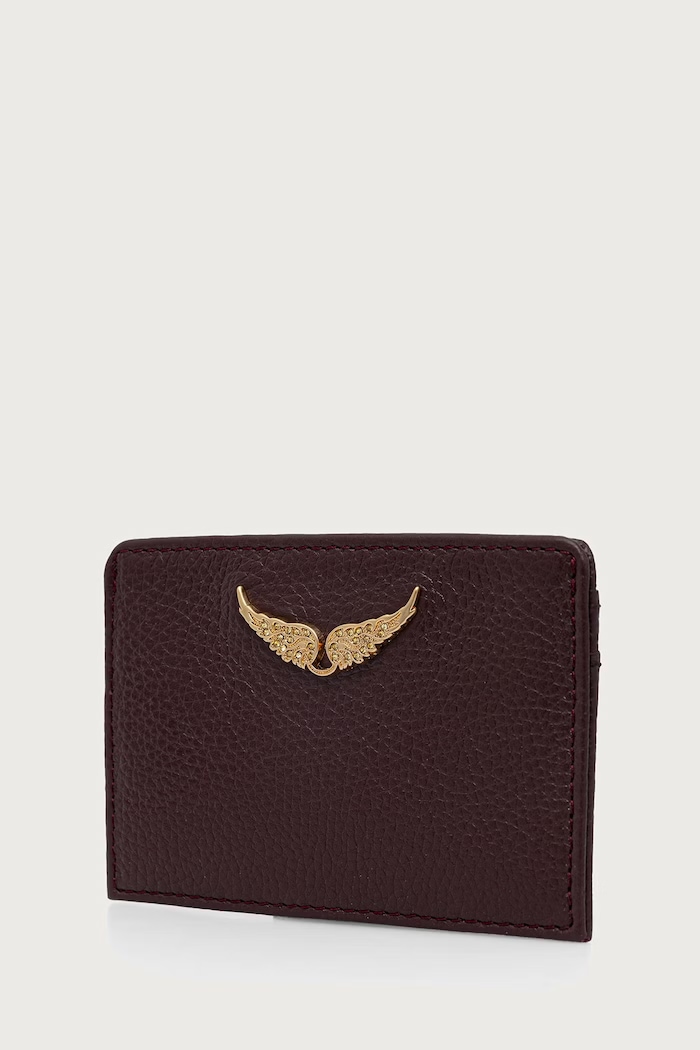Zadig&Voltaire Etui na karty damskie skórzane LWSG00001 bordowy AA00