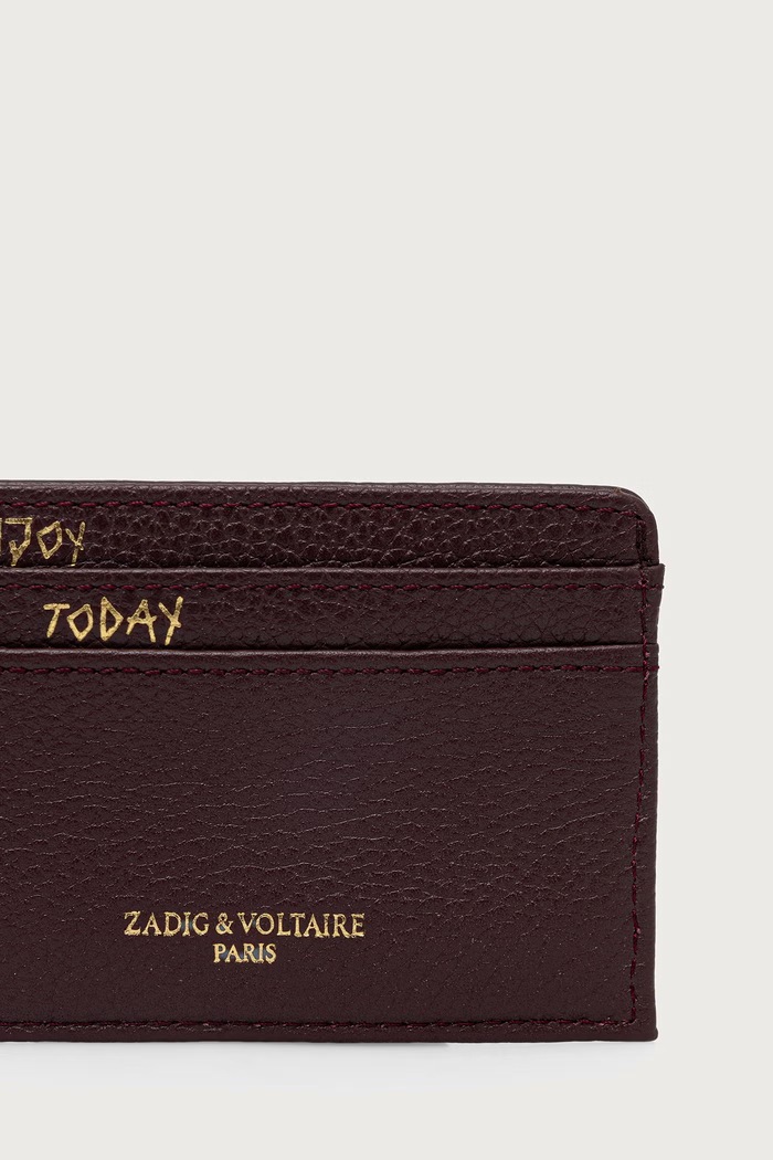 Akcesoria Zadig&Voltaire Etui na karty damskie skórzane LWSG00001 bordowy