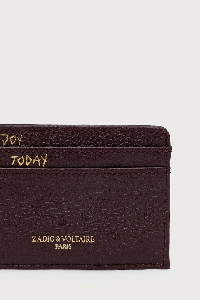 Akcesoria Zadig&Voltaire Etui na karty damskie skórzane LWSG00001 bordowy