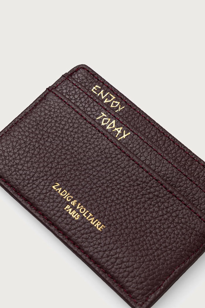 Etui na karty damskie skórzane Zadig&Voltaire LWSG00001 bordowy