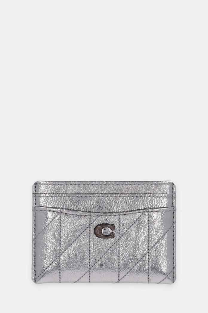 Кожен калъф за карти Coach калъф за карти сребърен CW597