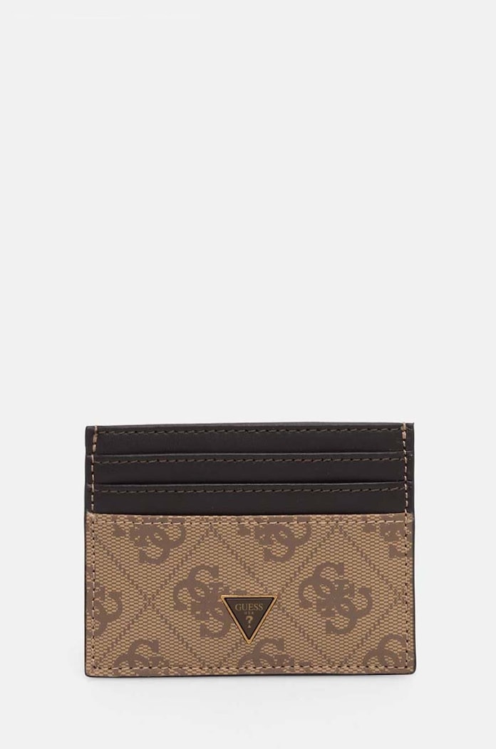 Usnjen etui za kartice Guess MITO Zrnato usnje bež SMVELE.LEA25