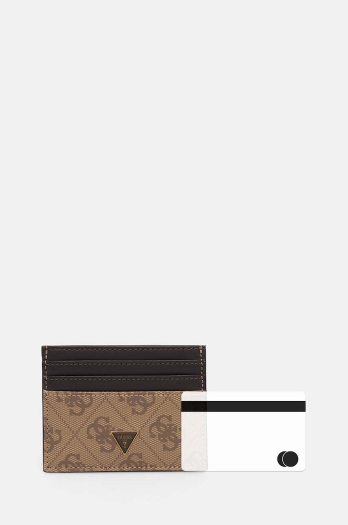 Usnjen etui za kartice Guess MITO bež SMVELE.LEA25