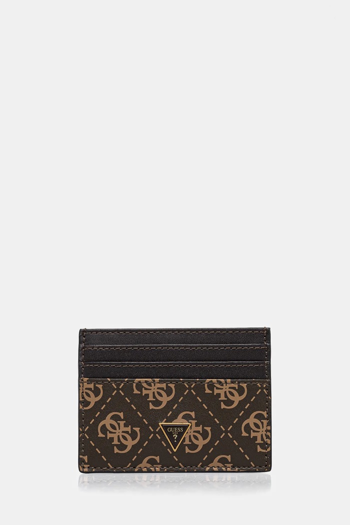 Кожен калъф за карти Guess MITO гладка кожа кафяв SMVELE.LEA25