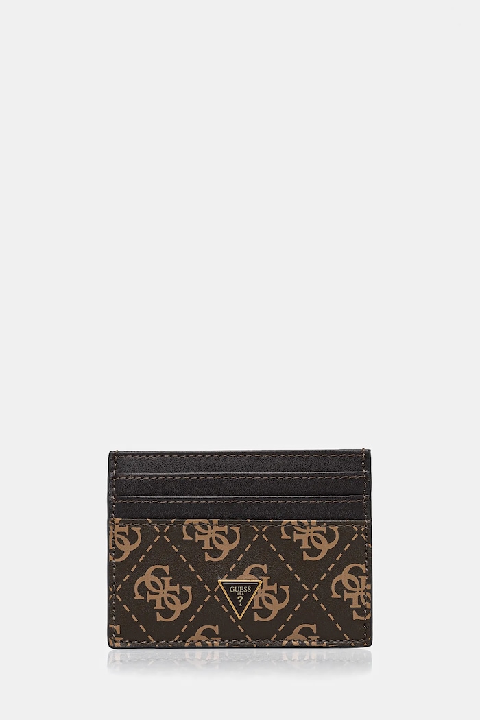 Кожен калъф за карти Guess MITO гладка кожа кафяв SMVELE.LEA25
