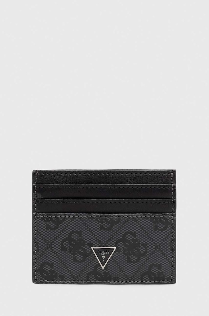 Кожен калъф за карти Guess MITO гладка кожа черен SMVELE.LEA25