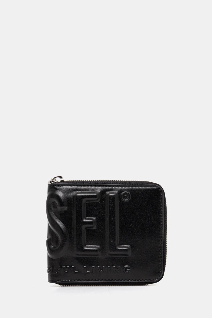 Diesel portofel de piele DSL 3D- BI FOLD COIN ZIP XS piele negru X10007.PR818