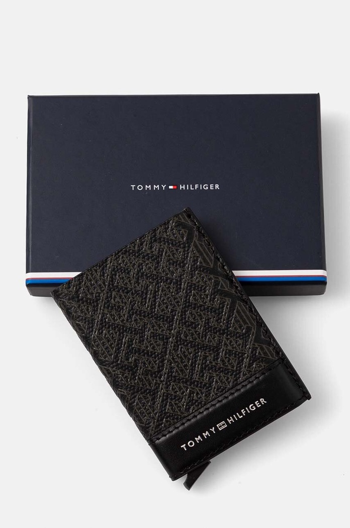 Kožni etui za kartice Tommy Hilfiger crna AM0AM12783