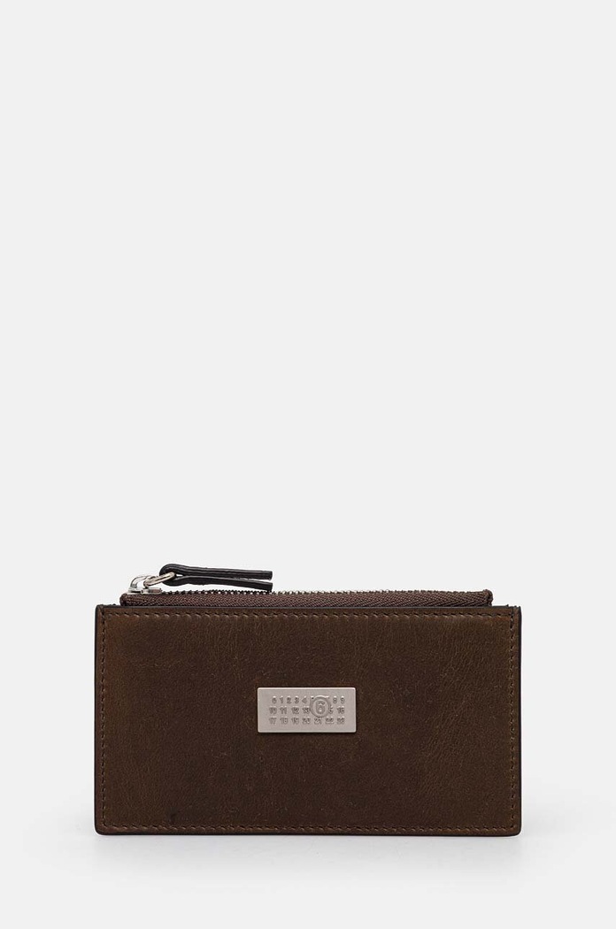 Kožená peněženka MM6 Maison Margiela přírodní kůže hnědá SA5UI0016.P7179