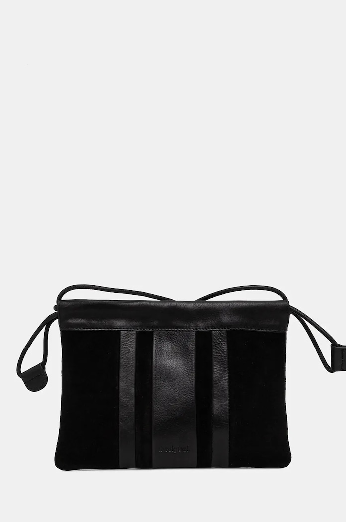 Mala torba Desigual LEATHER PATCH CAYETA brušena koža crna 24WAYL01