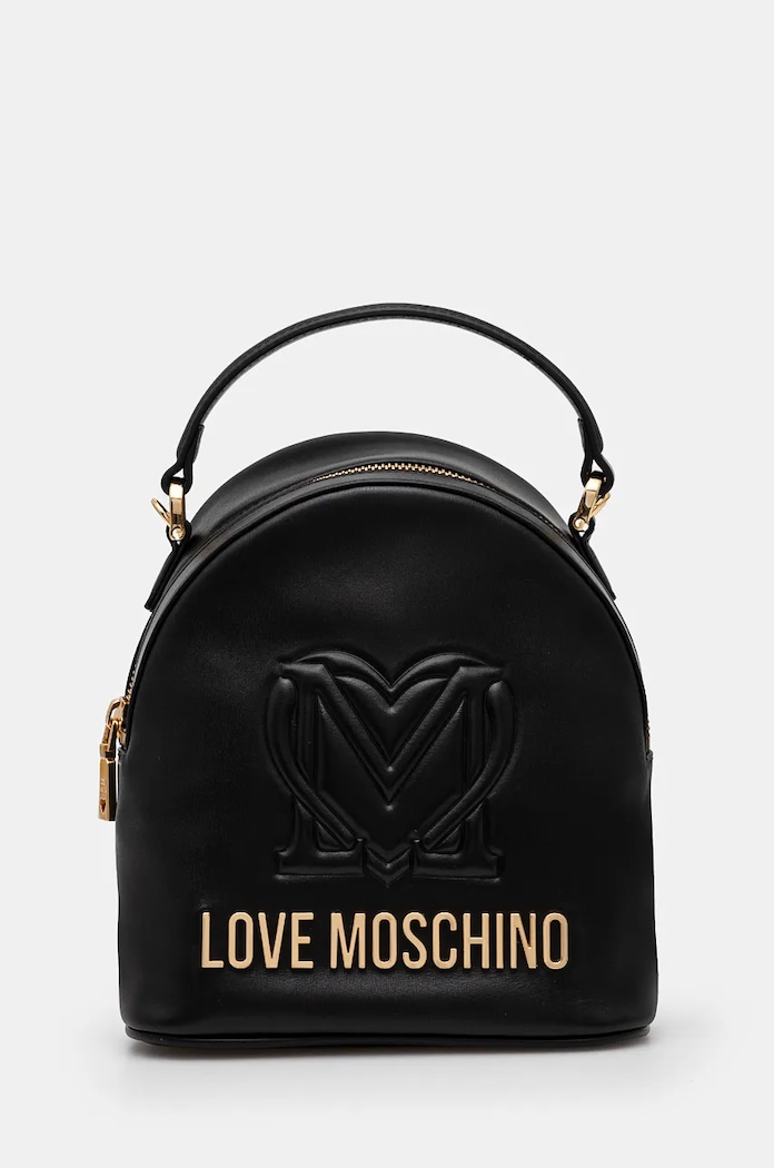 Kožený batoh Love Moschino nášivka černá JC4361PP0L