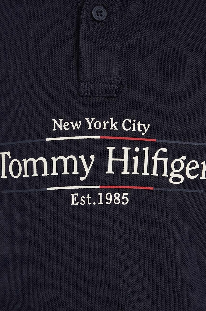 Detská bavlenná polokošeľa Tommy Hilfiger tmavomodrá KB0KB09025.9BYH.128.176