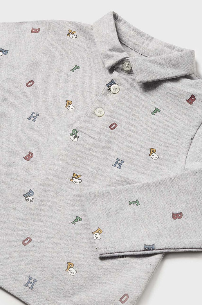 Pamučna polo majica za bebe Mayoral 2182.3A.Baby.9BYH siva AW24
