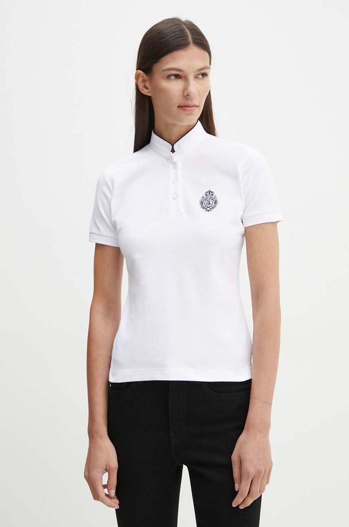 Bavlnené polo tričko The Kooples nášivka biela FPOC29010K