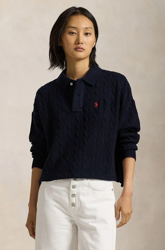 Вълнен пуловер Polo Ralph Lauren вълна син 211910158