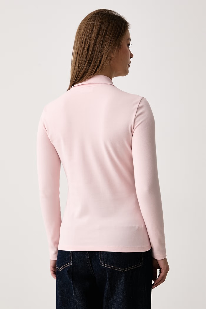 Odzież Lacoste Longsleeve damski bawełniany z elastanem PF5464 różowy