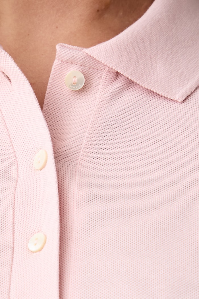 Longsleeve damski bawełniany z elastanem Lacoste różowy PF5464