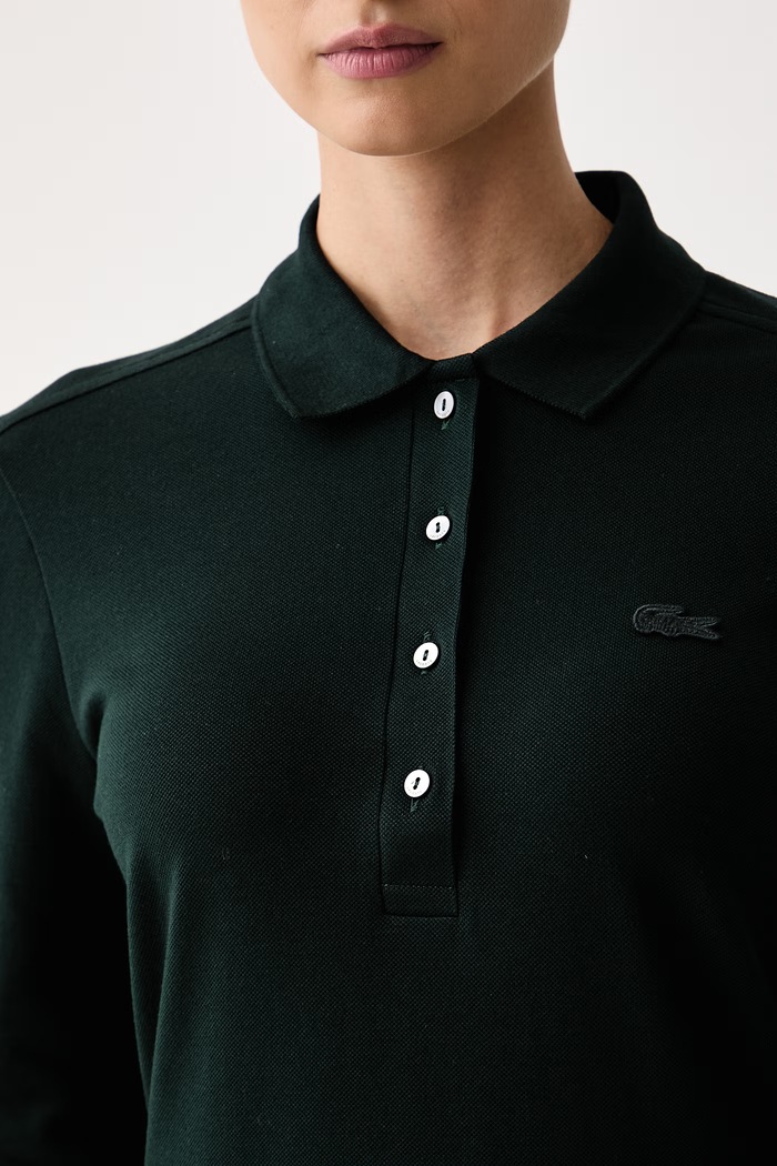 Lacoste Longsleeve damski bawełniany z elastanem PF5464 zielony SS26