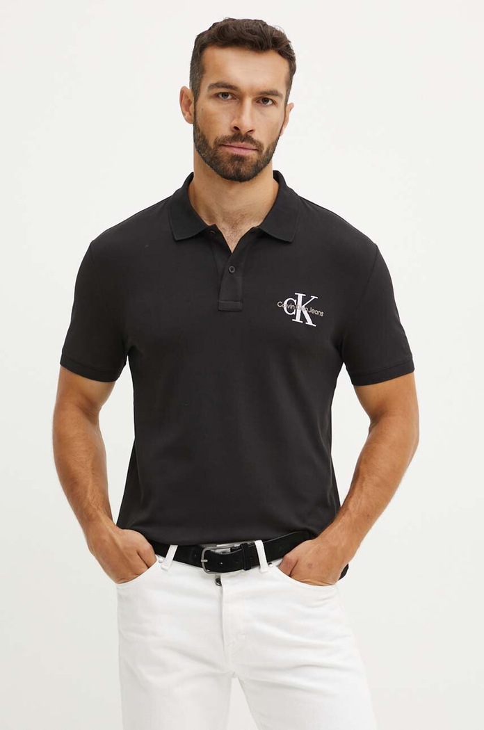 Πόλο Calvin Klein Jeans κανονικό μαύρο J30J325664
