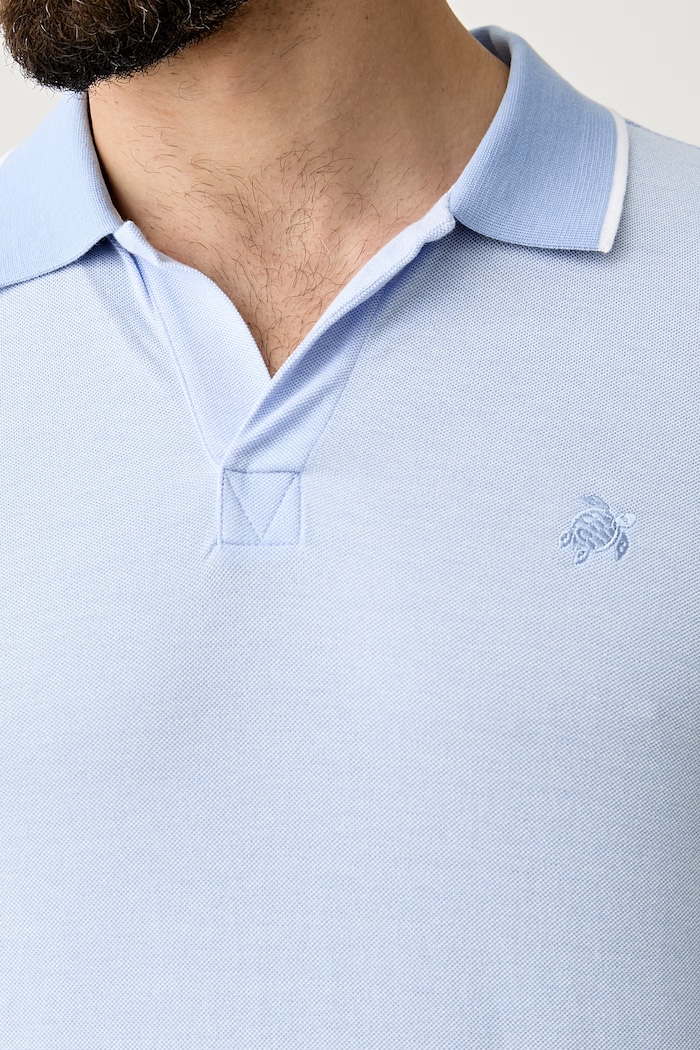 Vilebrequin polo męskie bawełniane PALATIN PLTAN300 niebieski