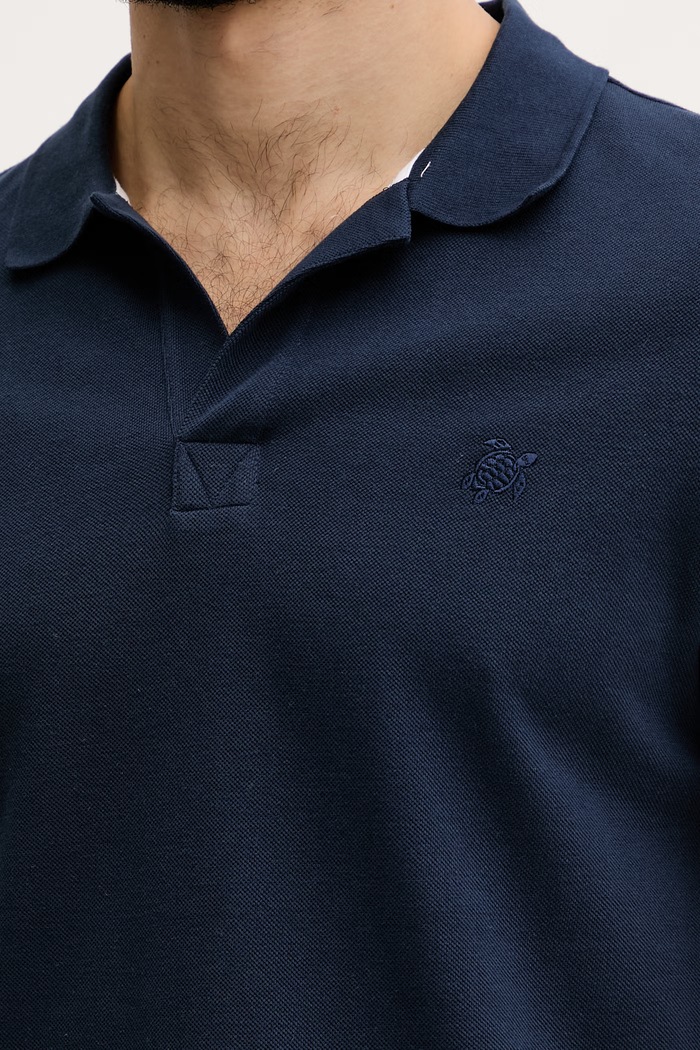 Vilebrequin polo majica moška bombažna PALATIN mornarsko modra PLTH2N00