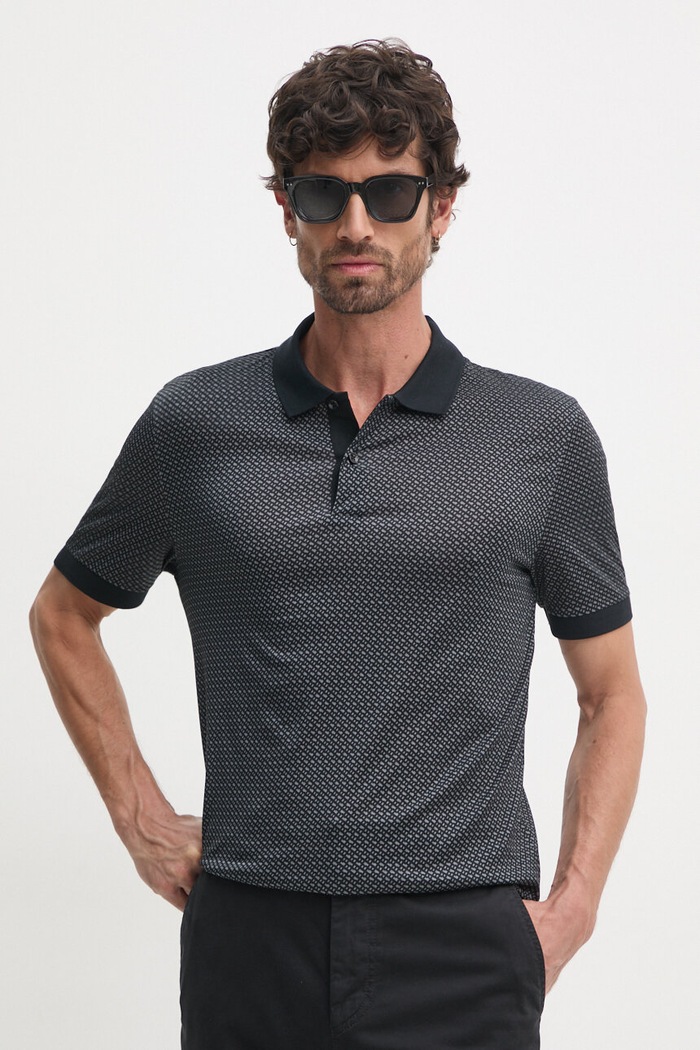 Bavlněné polo tričko BOSS šedá 50518877