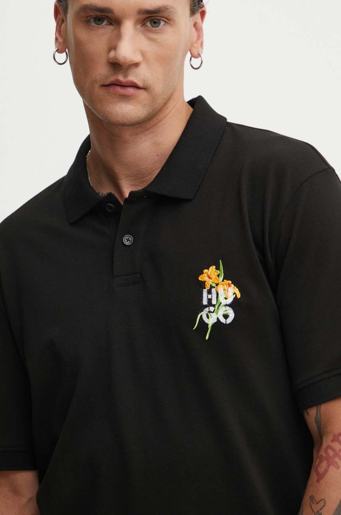 Bavlnené polo tričko HUGO čierna 50517409